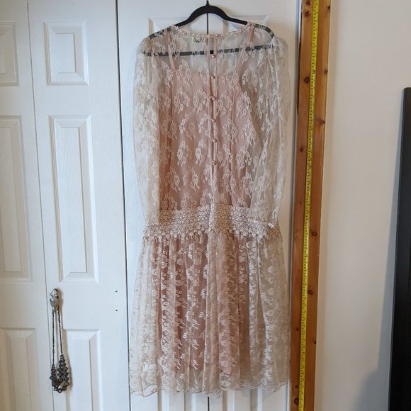 Gorgeous vintage lace, embroidered gown sz 10, Benee by Lori Ann MFG - Picture 6 of 16